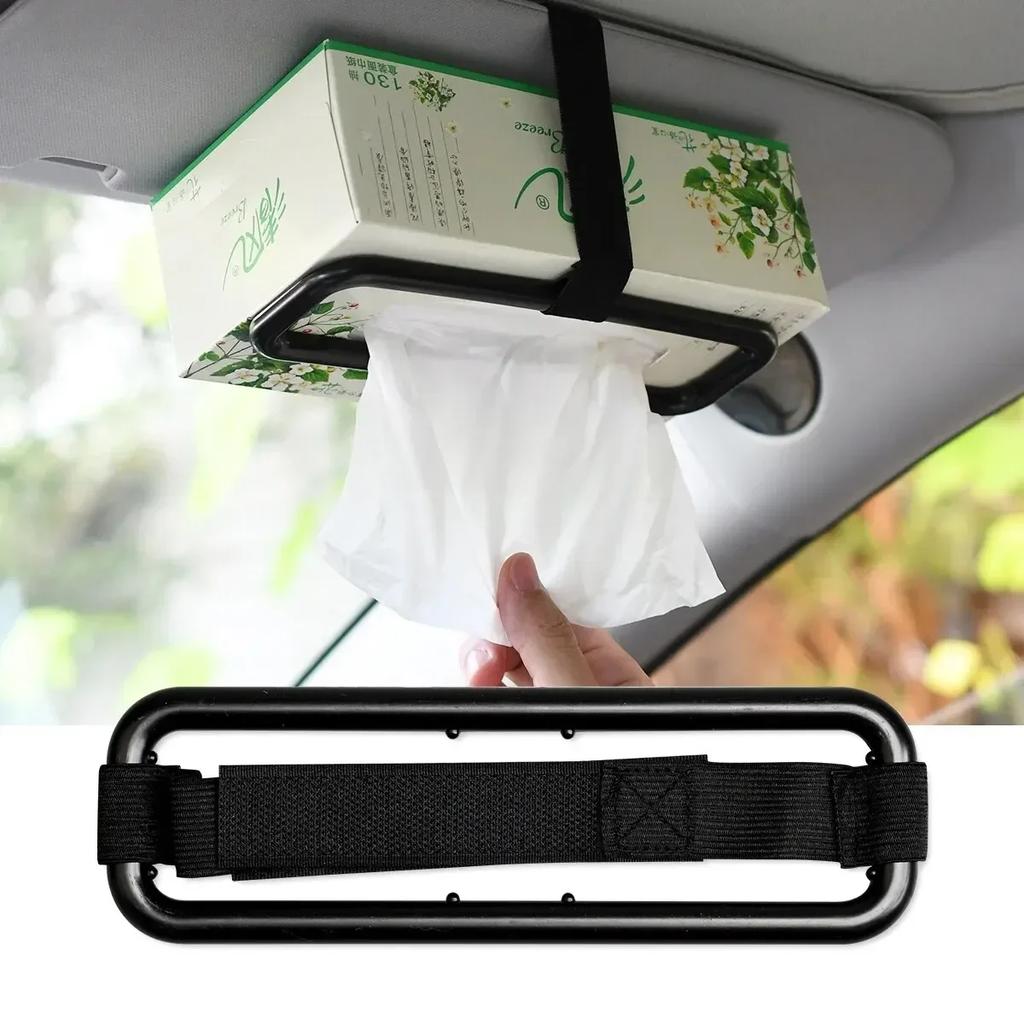 Universal Car Tissue Holder - Elastic Sun Visor Clip & Seat Back Organizer for Napkins & Paper Covers
