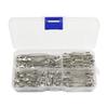 Handcrafted Silver Nickel-Plated Safety Pins: 260-Piece Set In 5 Sizes for DIY Clothing Fastening & Small Brooches.