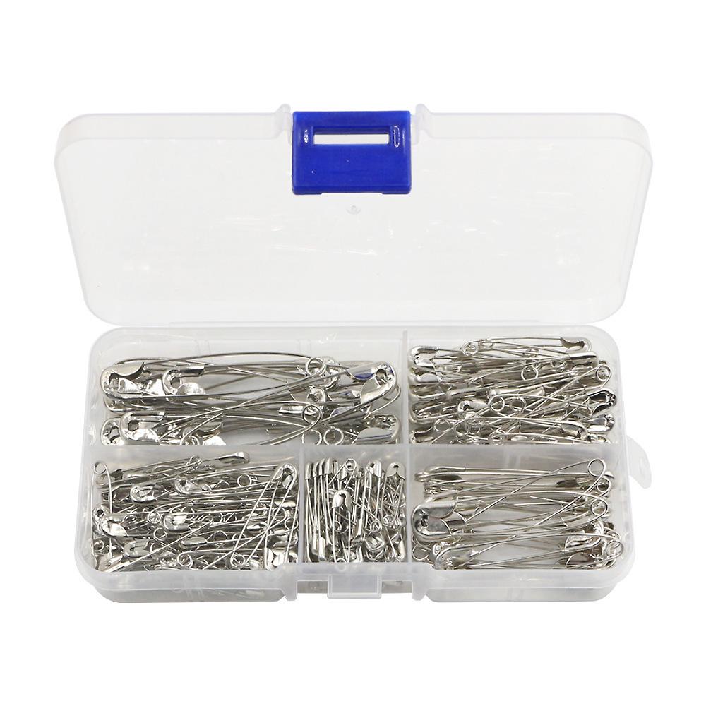 Handcrafted Silver Nickel-Plated Safety Pins: 260-Piece Set In 5 Sizes for DIY Clothing Fastening & Small Brooches.