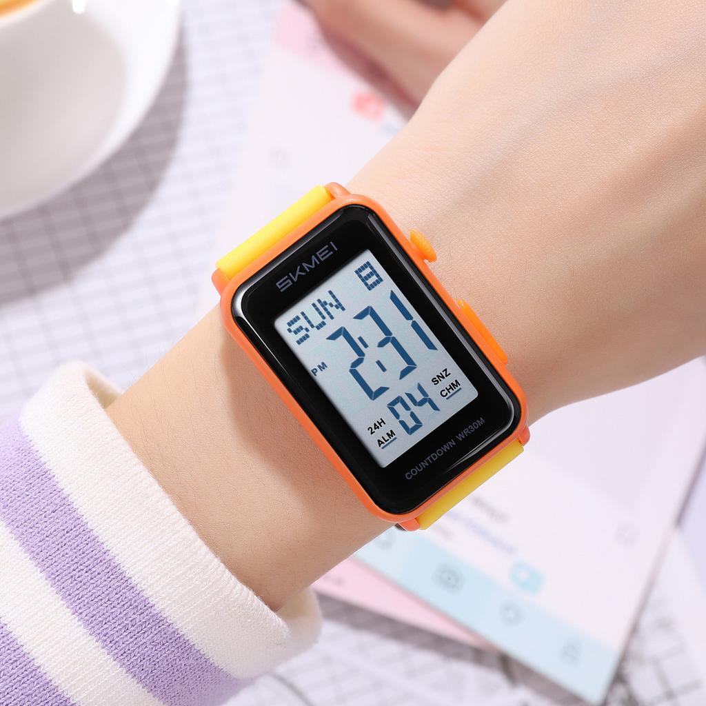 Square single display electronic watch student party multi-function alarm clock waterproof luminous outdoor sports electronic watch