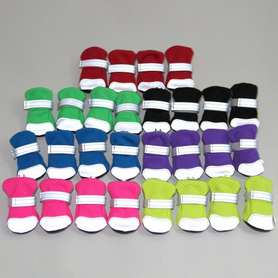 4Pcs Reflective Dog Puppy Shoes Pomeranian Teddy Bichon Soft-soled Pet Boots