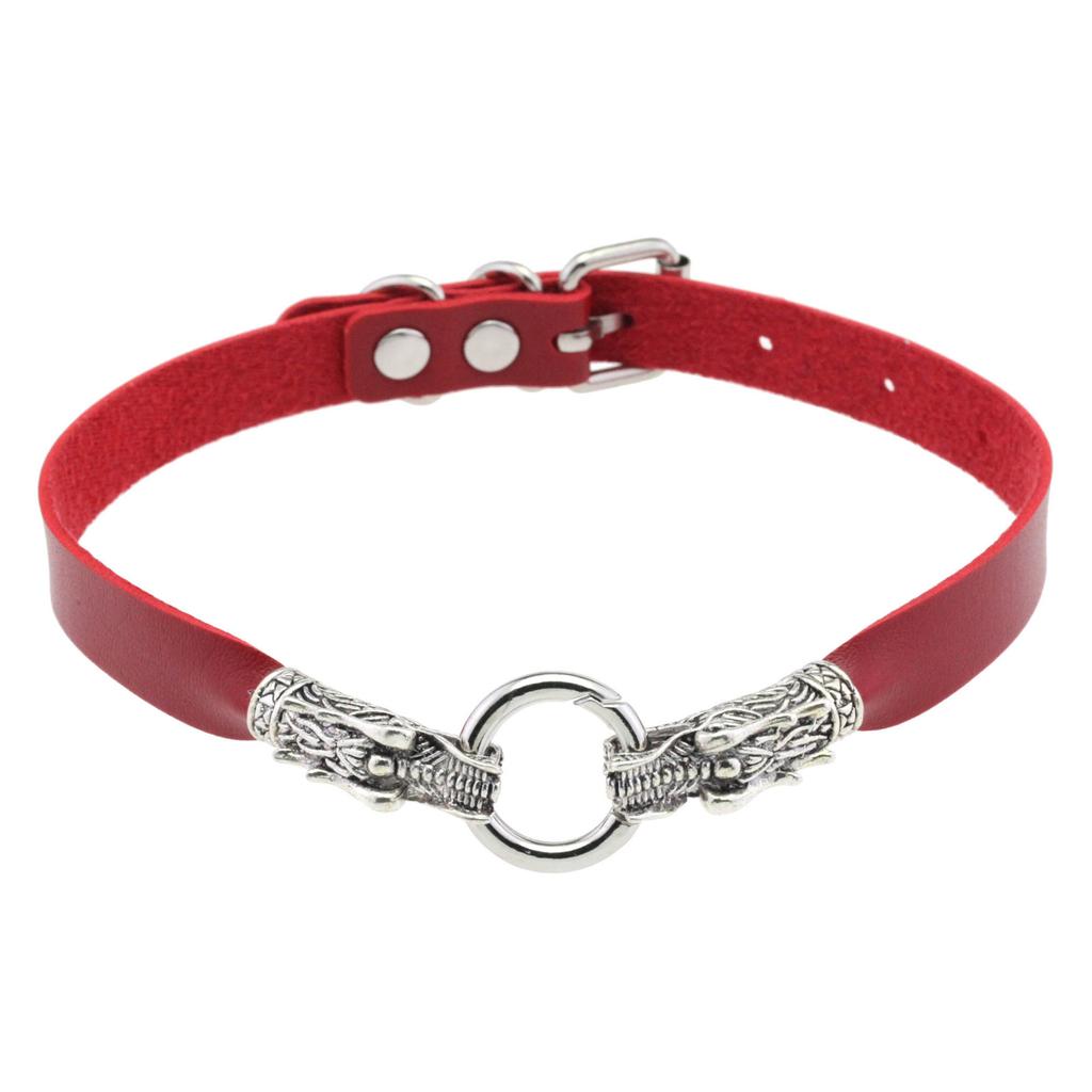 Punk Dragon Head Choker, Dark Vintage Ethnic PU Leather Clavicle Necklace