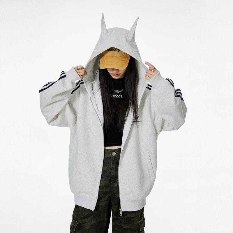 

ICH MODE Women s Retro Ear Hooded Cardigan Sweatshirt M