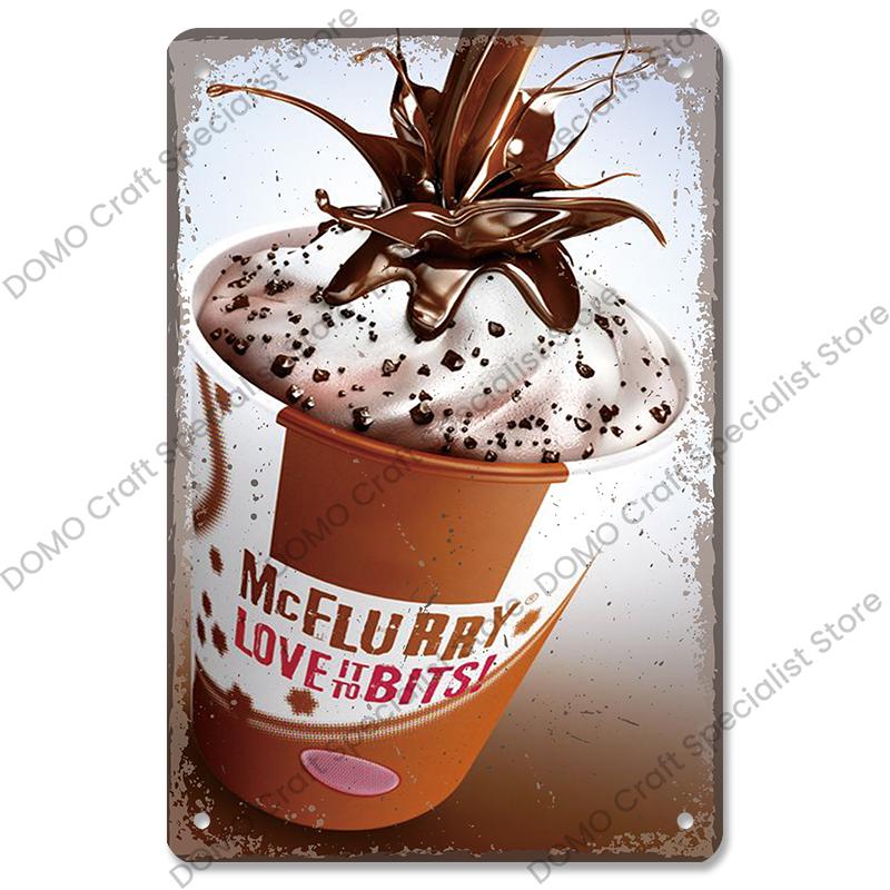 Chocolate Girl Poster Vintage Metal Plate Cartoon Ice Cream Strawbarry Metal Tin Signs Wall Decor Dessert House Bakery Kids Room