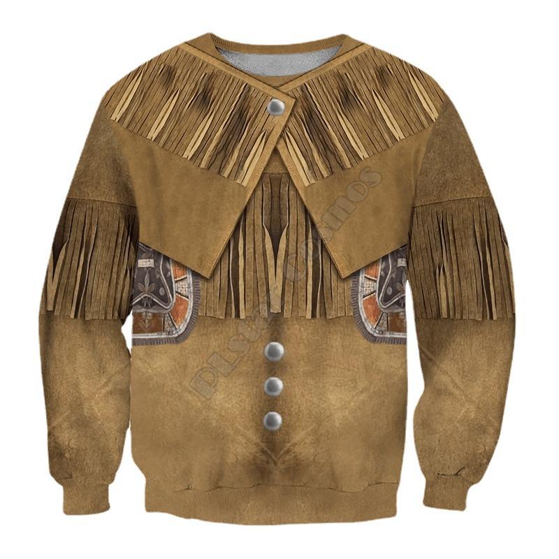 3D Digital Indian Print Round Neck Sweatshirt Comfortable Casual Loose Long-sleeved Pullover Top