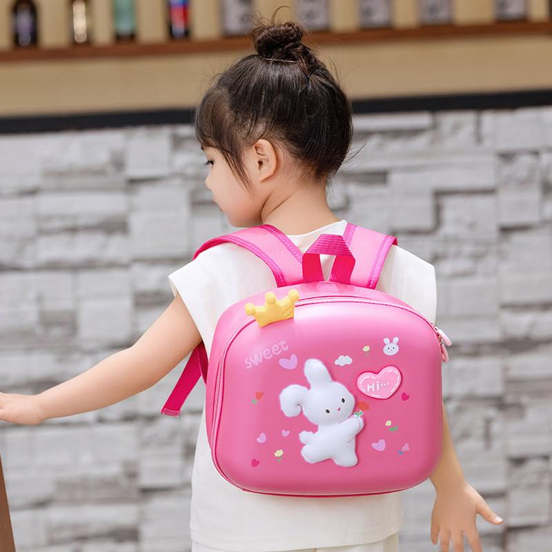 Trendy Led Flashing Children's Eggshell Backpack With Cute Dinosaur And Rabbit Design