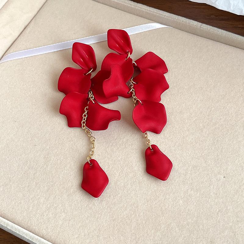 Bohemian Petal Tassel Earrings - Silver Needle, Fashionable Seaside Holiday Style