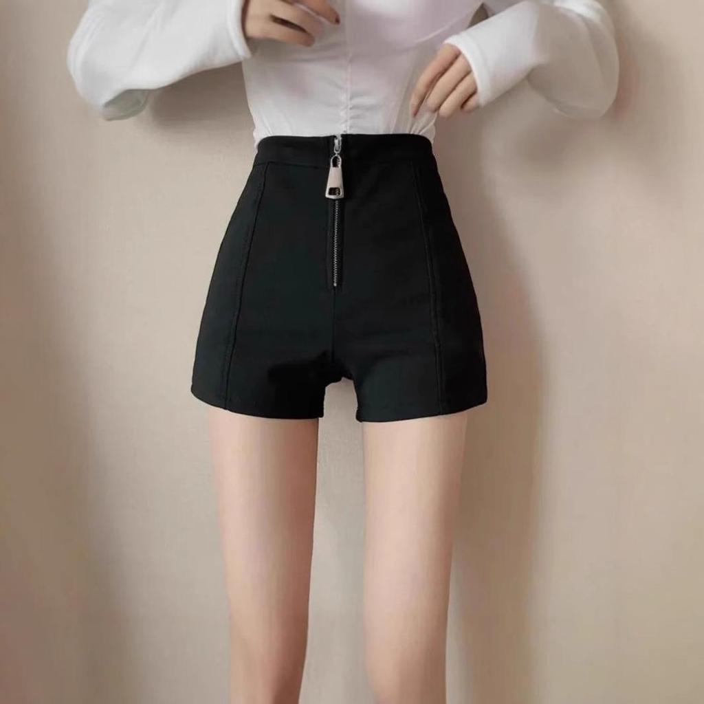 2025 Summer Plus Size High Waist Black A-Line Wide Leg Shorts for Women