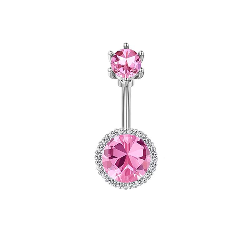 Fashion Pink Heart Butterfly Belly Button Ring For Women Girls Cute Stainless Steel Zircon Navel Ring Body Piercing Jewelry Gift