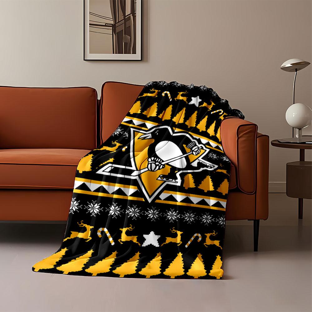 Penguin Hockey Winter Blanket Design print blanket soft and cozy perfect for the living room bed sofa or a nap,gift