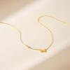 Minimalist Zircon Bowknot Pendant Necklace for Women, 18K Gold Plated Stainless Steel Necklace, Waterproof Jewelry Accessories