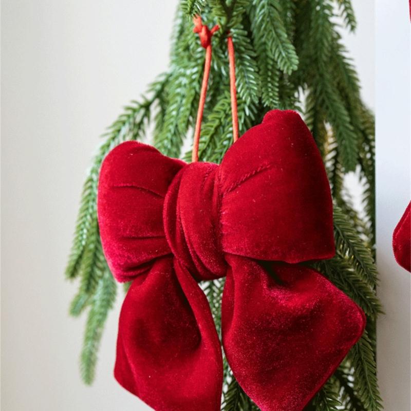 Christmas Velvets Bowknot Decorative Accent Festival Table Centerpieces Holiday Displays Elegant Hanging Pendant