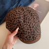Vintage Leopard Newsboy Cap Y2k Painter Cap American Leopard Print Beret  Spicy Girls
