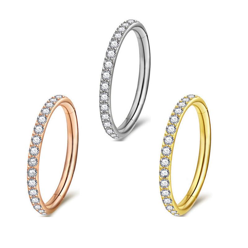 Titanium Rhinestone Nose Ring/Earring (6-12mm)