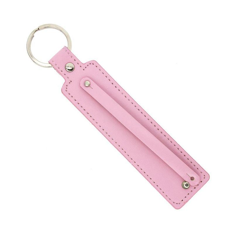 

DIY брелок из бисера из искусственной кожи с подвеской из искусственной кожи, автомобильный ремешок для ключей, поясной кошелек, брелки розовый