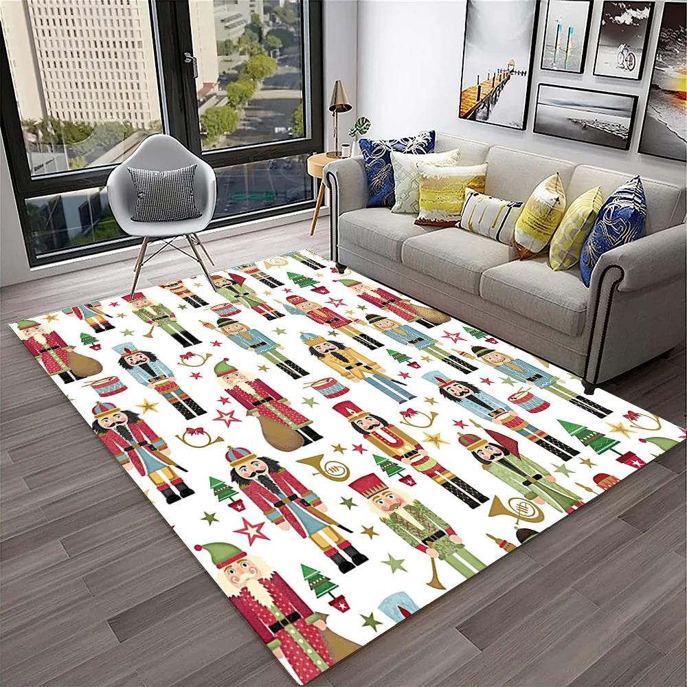 3D Nutcracker Christmas Tree Cartoon Carpet Rug for Home Living Room Bedroom Sofa Playroom Doormat Decor,kids Non-slip Floor Mat