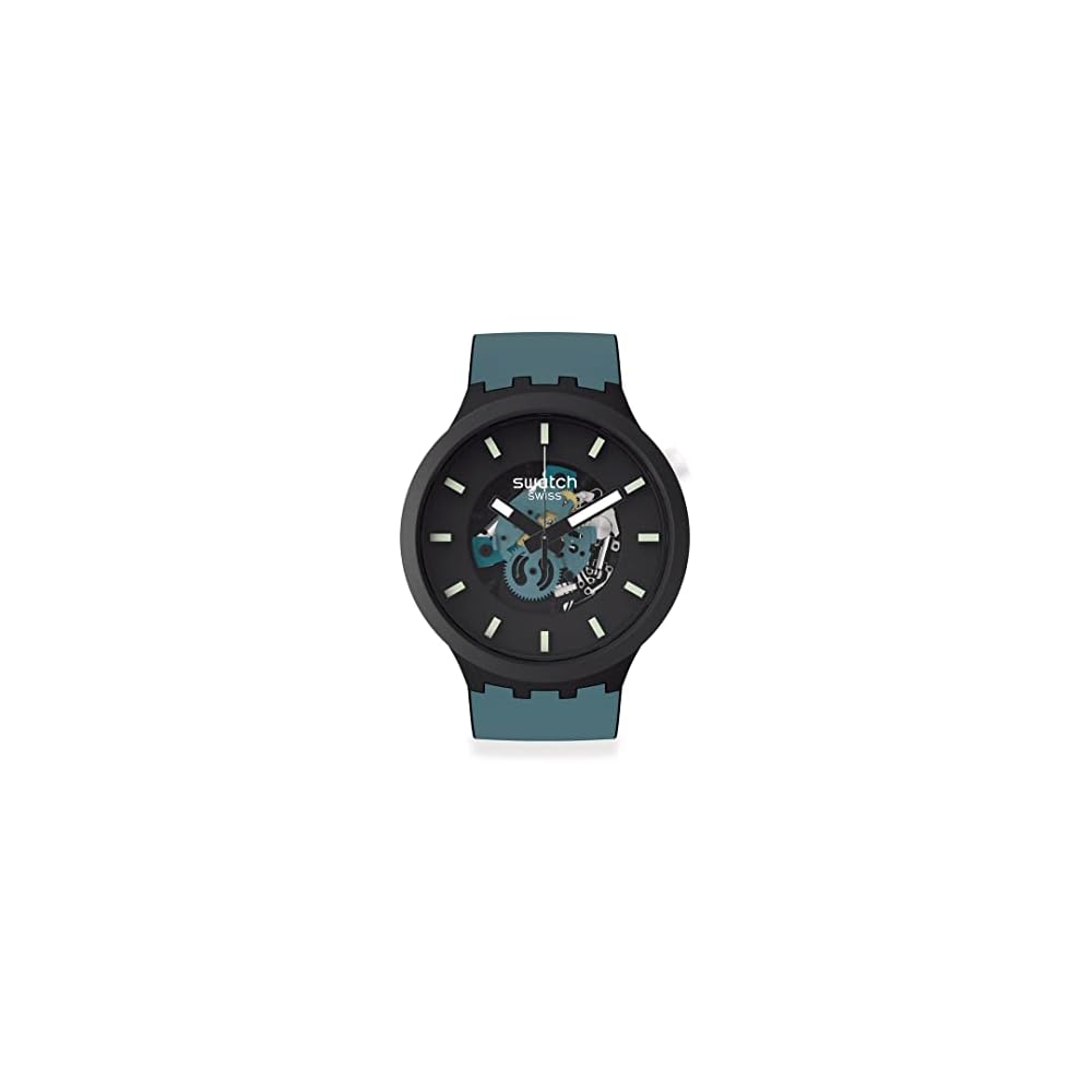 Swatch Big Bold Night Trip SB03B107 Men s Watch Black Silicone Strap 47mm