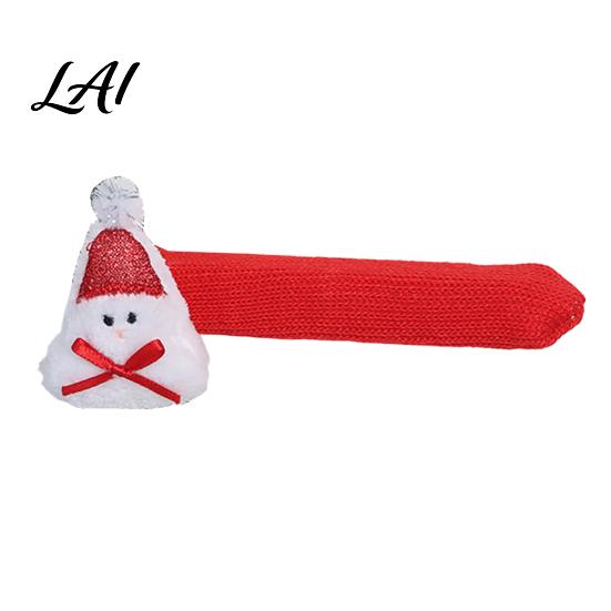 Indoor Winter Home Ornaments Knitted Christmas Doorknob Covers Santa Reindeer Decor Anti‑Slip Protector Sleeves Door Handle Guards Cushion Pads,
