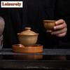 110 ml Retro Old Rock Clay glasierter Gaiwan Japanische Grobkeramik Teeterrine Teebereiter Deckelschale Chinesisches Kung Fu Teeservice Kunsthandwerk