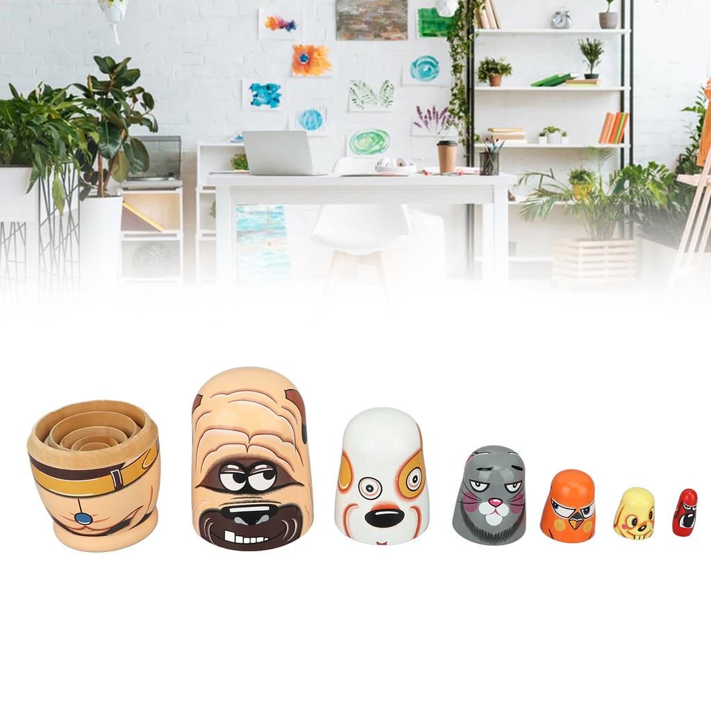 6PCS Dog Nesting Dolls Wooden Decorative Russian Nesting Doll Toy for Kids Christmas Birthday ing Gift
