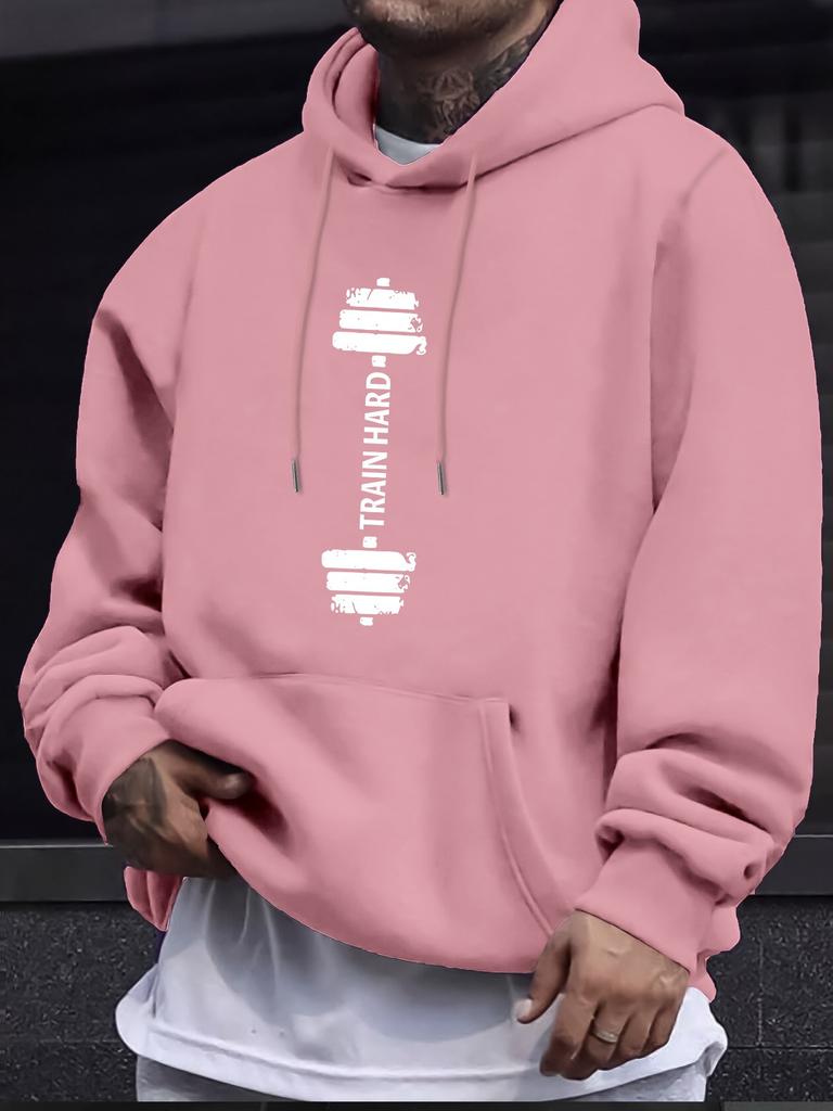 Fitness Dumbbell Theme Kids Hip Hop Sports Hooded Sweatshirt,vintage Dumbbell Text Graphic,comfy Loose Fit for Casual Sports Outing.