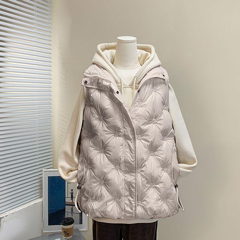 Autumn and Winter Waistcoat Women's Glossy Down Cotton Waistcoat Loose Large Size Western-style Outer Wear Waistcoat Jacket