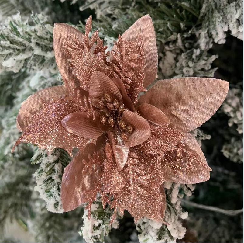 Zlatý prášek Třívrstvý vánoční květinový věnec a ozdoba na stromek