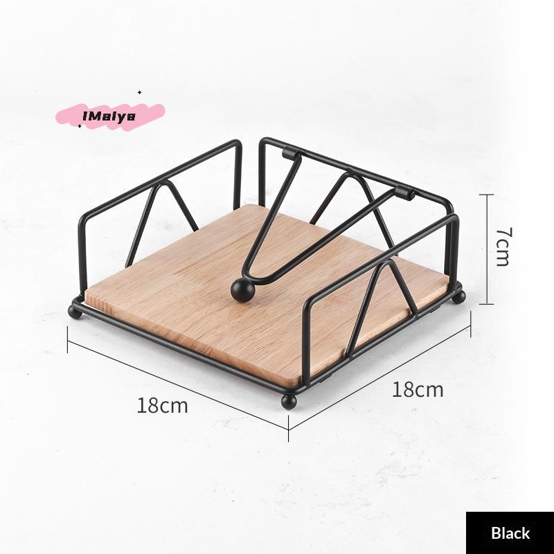 M-Flat Napkin Holder Metal Iron Serviette Holder Napkin Stand With Wooden Base For Home Kitchen Countertop Decor