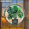 2D Flat Acrylic Colorful Monstera Leaf Acrylic Sun Catcher - Stained Glass Style Design with Green Leaves and Floral Accents, Home Decor