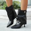 Mid-calf High-heeled Boots - New Style, Thin Heel, Large Size, Pointed Toe Women's Shoes