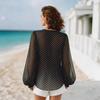 Women's Casual Loose Fit Long Sleeve V-Neck Polka Dot Top for Vacation