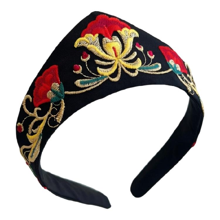 Embroidered Hair Band Elastic Tie Headband for Women Girls Antique Sports Stretchy Sweat Bands
