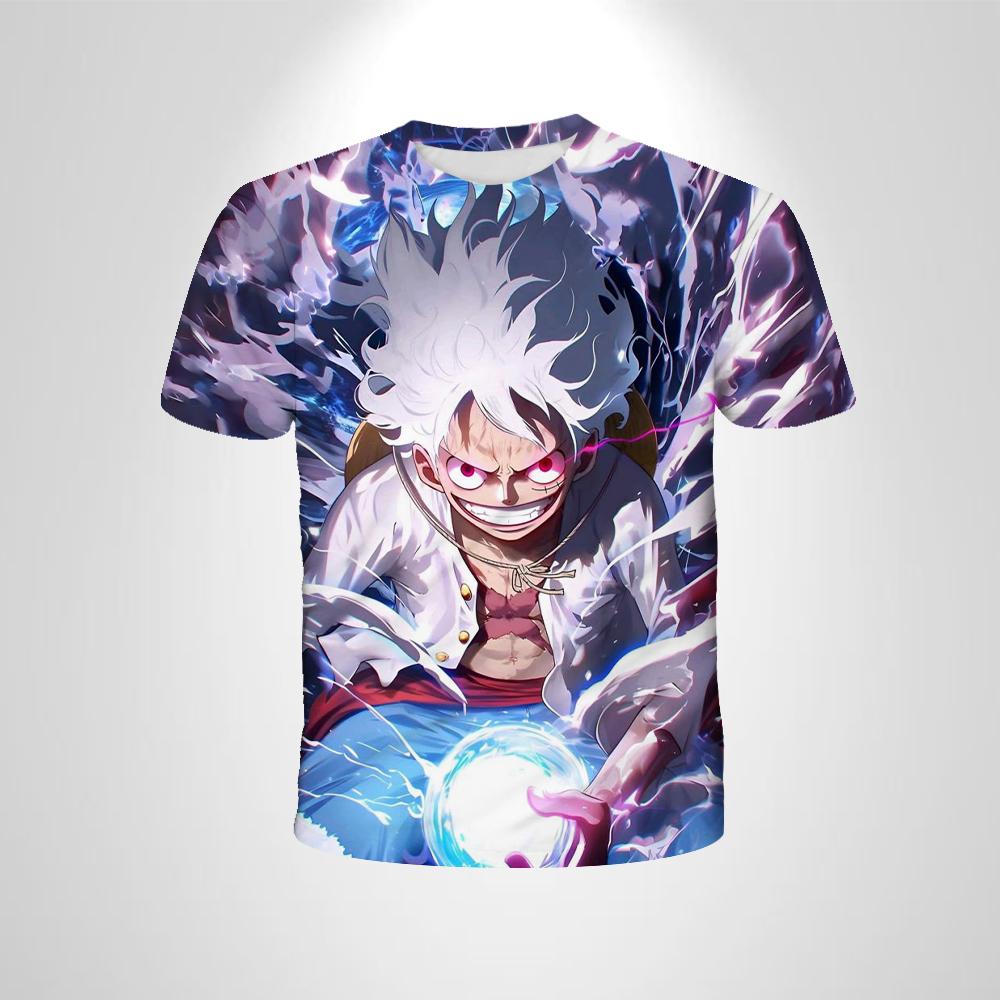 Anime One Piece Boy T-shirt Cosplay Luffy Men Cartoon Short-sleeved Cool Top Boy Loose Mens Clothing Casual T-shirt