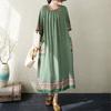 DIMANAF Nuevo 2026 Mujer Tallas Grandes Verano Playa Dama Estampado Vintage Vestido Largo Holgado Oversize Maxi Vestido de Sol Ropa