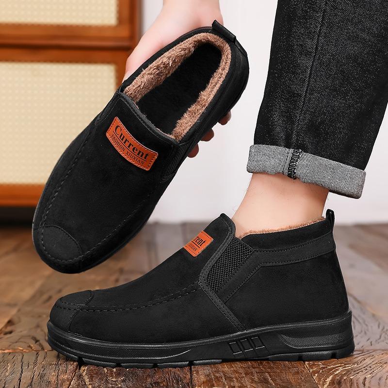 Men's New Winter Snow Boots, Fleece Lined Warm Cotton Boots, Comfortable Shoes for Middle-Aged and Elderly Men