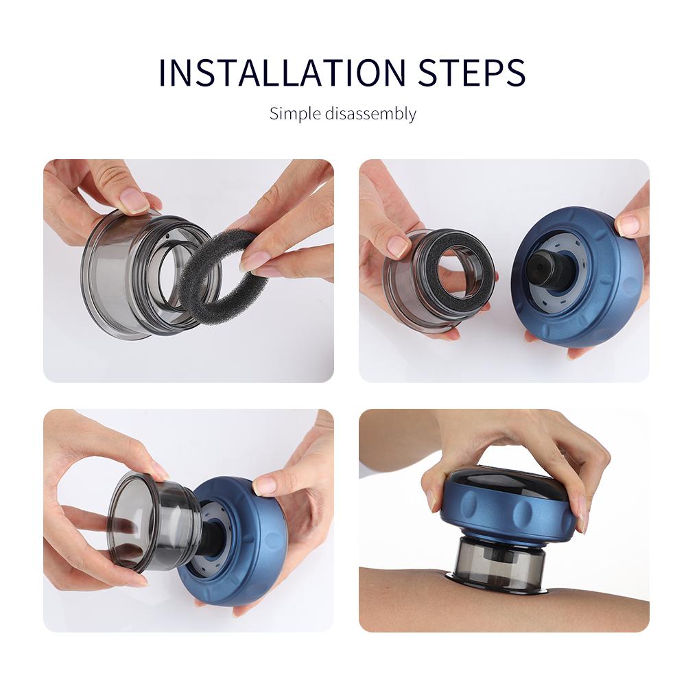 Electric Vacuum Cupping Massager 6/12 Levels Anti-Cellulite Suction Cups Heating Guasha Fat Burning Skin Scraping Body Slimming