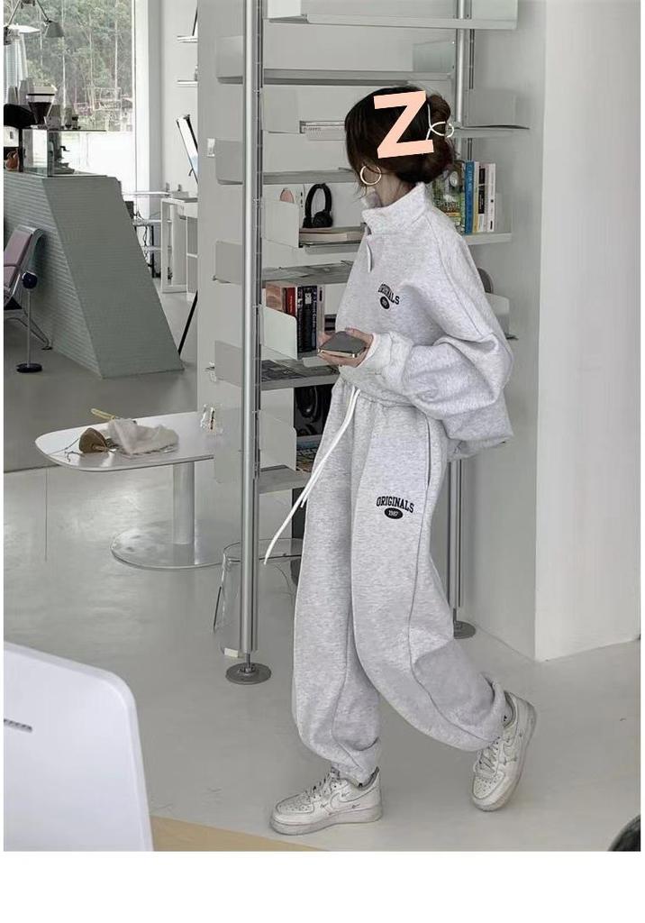 Conjunto de Sudadera Holgada y Pantalones de Chándal para Mujer Estilo Callejero Otoño/Invierno 2025