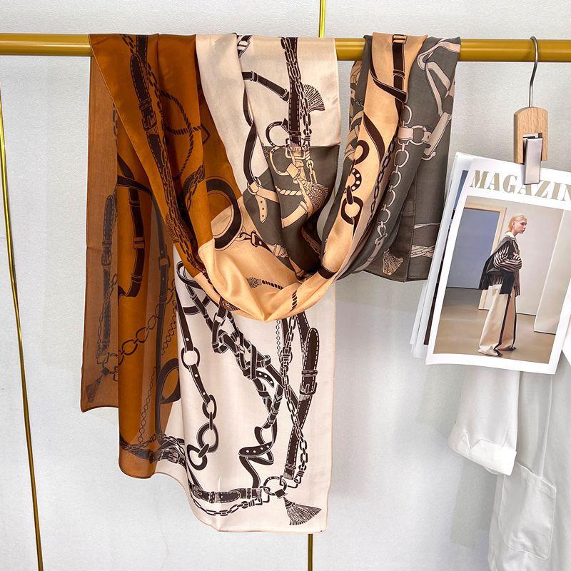 Hangzhou Silk Scarf Versatile Streamer Korean Version Light Luxury Calla Lily Long Mulberry Silk Scarf Anti-sun