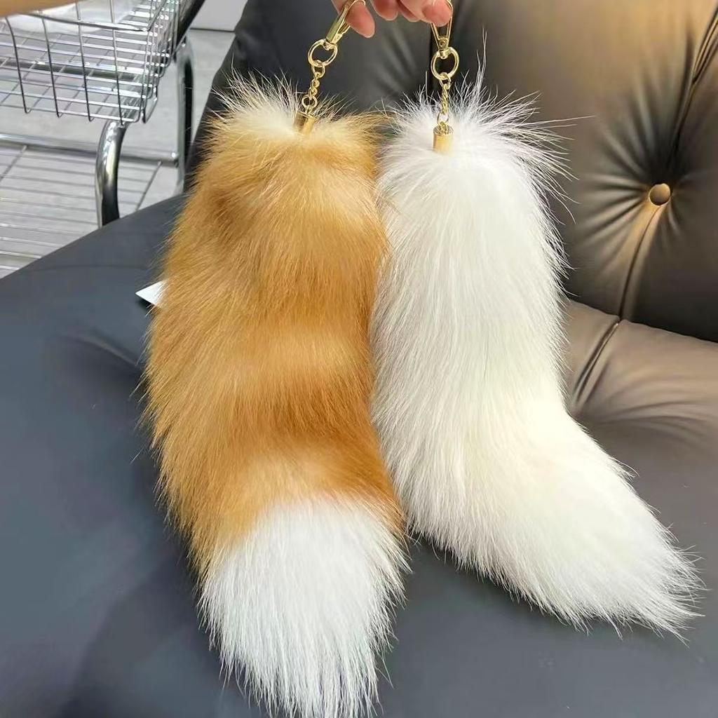 Internet Celebrity Oversized Fox Tail Keychain and Tagging