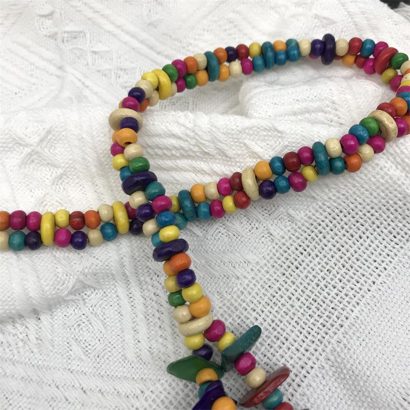 Colorful Bohemian Wooden Necklace: Natural Style, Ideal for African Beach Tourism.