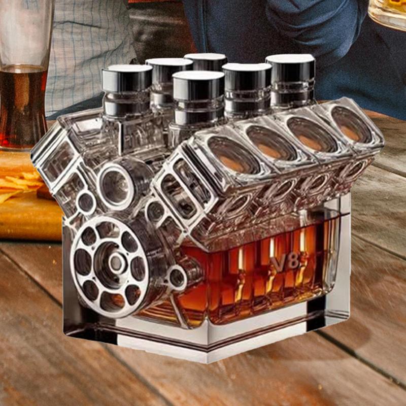 V8 Weinflaschen-Motorenform Schnaps-Alkohol-Karaffen Whiskyflasche Karaffe Barzubehör für Tequila Bourbon