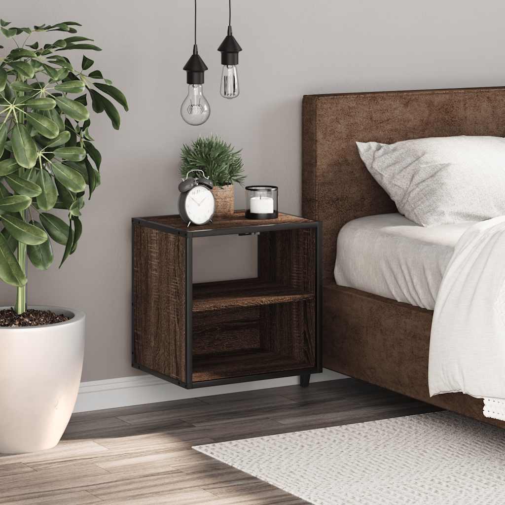 Wall Mounted Nightstand Brown Oak Effect 40 x 31 x 39.5 cm