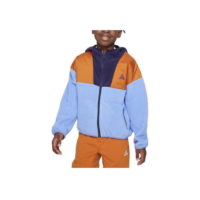 Nike ACG Wolf Tree Letter Print Color Block Hooded Sports Sweatshirt Kids sweatshirt Sky-Blue FD5955-450