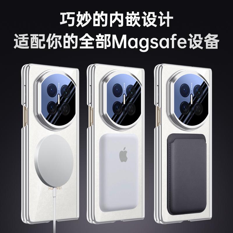 For Huawei Mate X7 Case Magsafe Wireless Charging Zinc Alloy Lens Full Protector Stand Luxury Plated Edge Cover