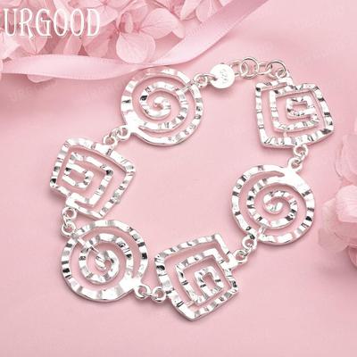925 Sterling Silver Wave Bracelet Fashion Wedding Jewelry