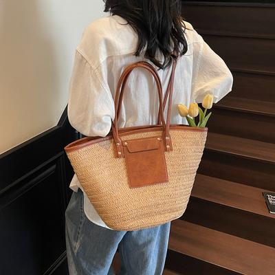 Large Capacity Woven Straw Bag Women's Spring Summer 2025 New Versatile Messenger Tote Bag Vacation Beach Bag