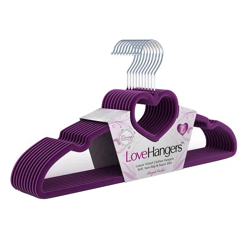 

Высококачественная вельветовая вешалка для сушки для взрослых и детей, органайзер для гардероба, вешалка для одежды, нескользящая вешалка с флоковым покрытием для костюмов, рубашек, пальто, экономия места 10pcs 41cm Velvet фиолетовый
