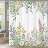 Spring Flowers And Butterflies Theme Shower Curtain, Bathroom Curtain, Floral Shower Curtain, Home Decoration Curtain With Hooks