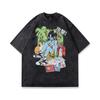 Men's Summer New Pure Cotton American Retro Old Washed T-shirt Men's Animation Cartoon Printing Short-sleeved T-shirt Men's and Women's