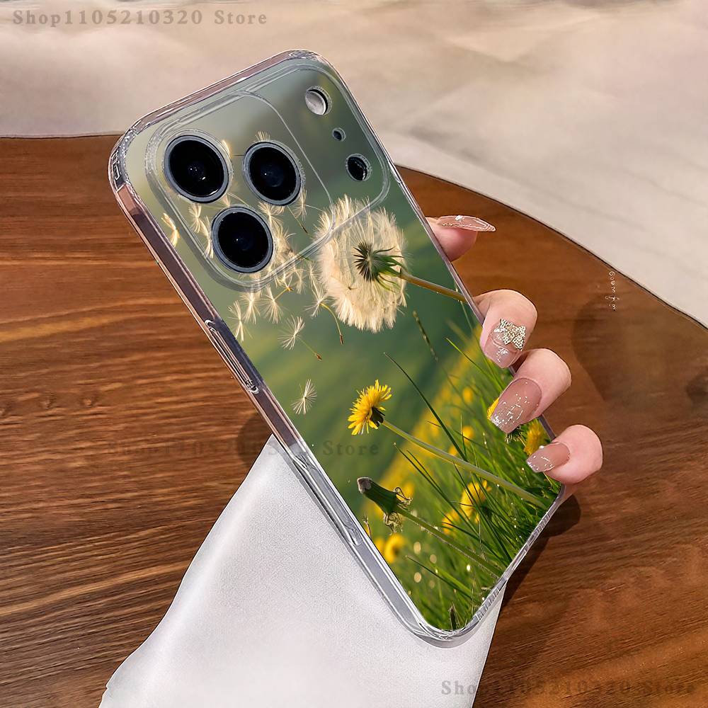 Dandelion Art Phone Case For iPhone 17,16,15,14,13,12,11 Pro,Max,Plus,XR,Mini,E Clear Full-coverage Soft Cover